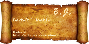 Barhó Joakim névjegykártya
